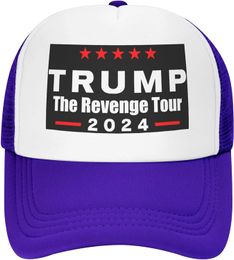 Trump 2024 The Revenge Tour Unisex Vintage Baseball Hat Outdoor Sport Visor Sun Cap Adjustable Mesh Hat Black