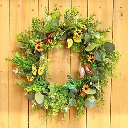 Decorative Flowers & Wreaths Fall For Home Simulation Peony Flower Decoration Garland Spring Welcome Pink Christmas Wreath Form 18 InchDecor