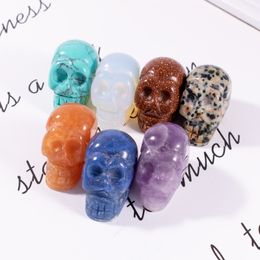 Natural Crystal Stone Ornaments Skull Carved Statues Reiki Healing Quartz Mineral Tumbled Gemstones Hand Piece Home Decoration