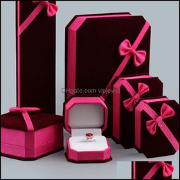 Jewellery Boxes Packaging Display Veet Bowknot Holder For Pendant Necklace Charm Bracelets R Dhjlc