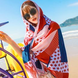 women beach wraps UK - Scarves Fashion Spring Summer Women Elegant Tassel Print Beach Silk Scarf Shawls Wild Female Long Wraps Cotton Linen Sunscreen HijabScarves