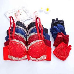 Girls Cheap Bra Set Unlined Women Edges Underwear Set Soft 3/4 Cup Plus Size Women Bra Women Brasserie Girl Top And Briefs L220726