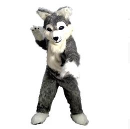 Long Grey wolf Mascot Mascot Costume cartoon Fancy Dress Mascot costume Fancy Dress Adult size Halloween costumes