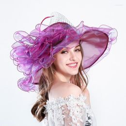 Wide Brim Hats All Weather Hut Womens Summer Dress Hat Leaf Flower Bridal Shower Sun Beach Open TopWide Oliv22