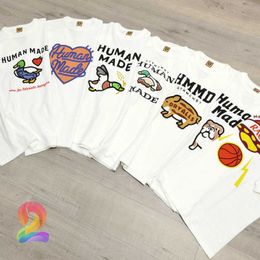 HUMAN MADE Short Sleeve T-Shirt Love Cartoon Flying Duck Dog Pig Slub Cotton Tee for Men and Women