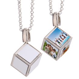 DIY sublimation blank gold necklace designer Jewellery thermal transter silver square mens necklace woman Photo Frame Pendant Necklaces Family Anniversary Gift