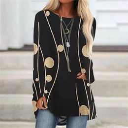 Digital Printing Women Blouse Shirt Winter Ladies Long Sleeve Round Collar Tops Shirts Female Casual Loose Tee Blouses 210226