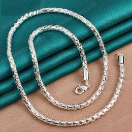 925 Sterling Silver 4mm Box Chain Necklace For Man Women Fashion Wedding Charm Party Jewelry