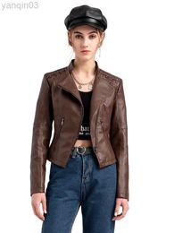 Women's PU Jacket Spring Fashion Tied Band Motorcycle Sexy Cool Girl Streetwear Tops Slim Short Versatile Leather Trench Coats L220801