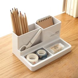 Plastic High grade multifunctional Desk Stationery Organiser Storage Box Pen Pencil Jewellery Makeup Holder Case LJ200812