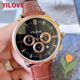 Quartz Imported Movement Watch Black Brown Genuine Leather Strap Clock High Quality Fashion Sapphire Mirror Model Waterproof Stainless Steel Case Wristwatches