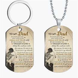 Keychains Printing Stainless Steel Key Chain & Necklace Inspirational Gift To My Dad For Thanksgiving Christmas Birthday Father's Da