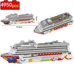 4950pcs 7800 Luxury Cruise Liner Ship Big White Boat DIY Diamond Mini Building Micro Blocks Brick Assembled Toy Kids Gift H0917222e