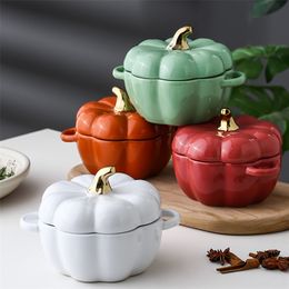 6.5inch Ceramic Bowl Fruit Salad Bowl Cute Pumpkin Bowl Creative Personality Kitchen Storage Supplies el Service Tray 220408