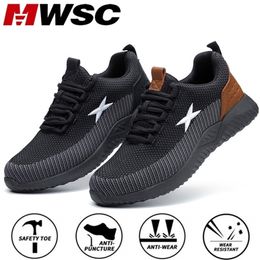 MWSC Safety For Men Steel Toe Cap Antismashing Working Boots Breathable Outdoor Construction Shoes Work Big Size 48 Y200915