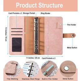 Gift Wrap 6-Ring Binder Budget Cover Organiser A6 Expense Sheets For Money Saving Cash Envelopes System PinkGift
