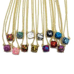 Simple New Glitter Square Pendant Cute More Colors Elegant Necklace Sweet Girl Fashion Necklace