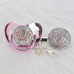 -Miyocar Gold Schönes Gold Bling Pink Crown Schnuller und Schnuller Clip Set BPA Dummy Bling einzigartiges Design APCB-1261E