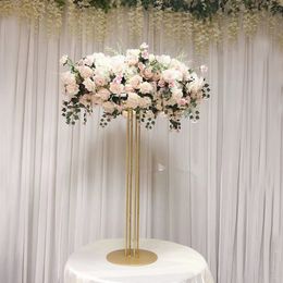 decoration tall gold metal wire flower halo stand for wedding table Centrepieces imake216