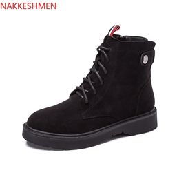 NAKKESHMEN New Retro Style Student Allmatch Single Boots Womens Short Boots Autumn and Winter Large Size Womens Boots 201031