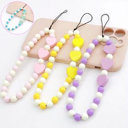 Fashion Acrylic Beads Mobile Phone Chain For Women Girls Cellphone Strap Anti-Lost Lanyard Hanging Cord Jewelry Accessories