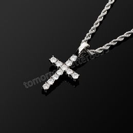 Classic Cross Pendant Necklace with Iced Micro pave CZ Gold Plating Hip Hop Punk Couple Jewellery