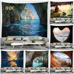 Tapestry Ocean Cave Wall Rugs Kawaii Room Decor Hippie Boho Natural Landscape C