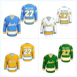Uf Custom Gilles Meloche Golden Seals Hockey Jersey Men's Women's Youth Stitch Sewn All Sizes Colours Number and Name