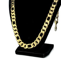 14k Gold Finish 10mm Italian Figaro Link Chain 24" Mens Necklace