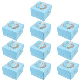 Gift Wrap 10pcs Paper Cake Box With Clear PVC Window Boxes Cookies Storage For Birthday PartyGift