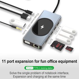 1 USB C HUB Adaptörü USB-C Docking İstasyonu 4k-Uygun 3.0 Uzatma PD 10W Kablosuz HUBSUSB için Hub'lar