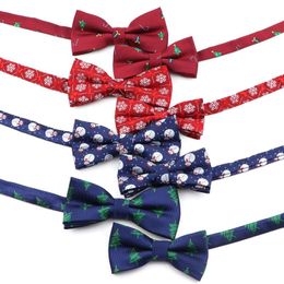 Bow Ties Christmas Bowtie Festival Theme Tie Fashion Butterfly Adult Kid Father And Son Snowflake Jacquard Cravats Party Gift For Men
