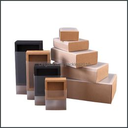 Frosted Pvc Er Kraft Paper Der Boxes Diy Gift Box For Wedding Party Packaging Drop Delivery 2021 Packing Office School Business Industrial