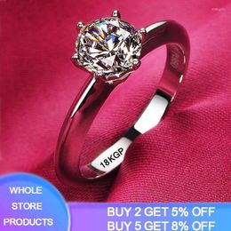 Wedding Rings With Certificate 18K White Gold Colour Ring Natural Solitaire 2.0ct Zirconia Diamond Band Tibetan Silver For WomenWedding Rita2