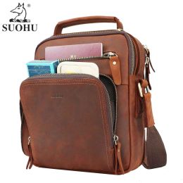 Wallets Sohu Men's Trend Portable Briefcase Msenger Crazy Horse Leather Shoulder Bag