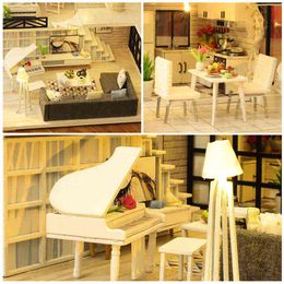 DIY Dollhouse Wooden Doll Houses Miniature Doll House Furniture Kit Casa Music Led Toys for Children Birthday Gift