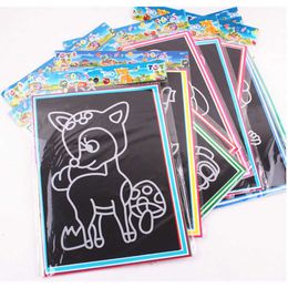 20pcs Cardboard Magic Scratch Art Child Painting Creative Cards Stickers Learning Education Toy Colouring Books For Kids