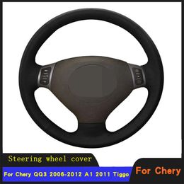 Steering Wheel Covers Car Accessories Cover Braid Wearable Genuine Leather For Chery QQ3 2006-2012 A1 2011 Tiggo 2007 2008-2010Steering