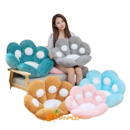 Cm Fuzzy Animal Bear Paw Cushion Grey Pink Blue White Indoor Floor Chair Stuffed Plush Sofa Winter warm Decor J220704