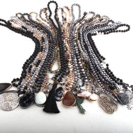 Pendant Necklaces Wholesale Black 20pc Mix Colour Necklace Fashion Boho Jewellery Handmade For Women Bohemian NecklacesPendant