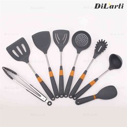 New food grade silicone cooking tool set household high temperature resistant silicone ring fulcrum handle kitchen utensil set 210326