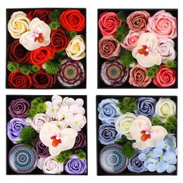 Decorative Flowers & Wreaths Romantic Rose Soap Artificial Flower Scented Candle Valentines Day Wedding Decoration Gift Natural Soybean Wax