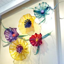 dale chihuly UK - 100 hand blown murano glass hanging plates wall art dale chihuly style borosilicate glass art hand blown modern light for home and178H
