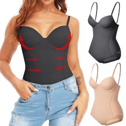 Women Waist Trainer Shapewear Tummy Control Fajas Colombianas Body Shaper Sexy VNeck Corset Bodysuit BuiltIn Bra Camisole Tops 220702