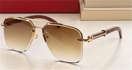 New fashion design sunglasses 8200766 exquisite square cut lens metal half frame popular and simple style outdoor uv400 protection glasses top quality