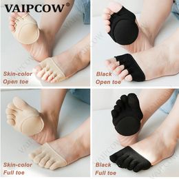 2pairs 5 Toes Breathable Cotton Sponge Support Foot Care Massage Toe Socks Half Insoles Pads Cushion Metatarsal Sore Forefoot