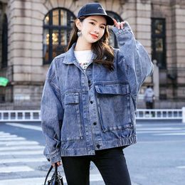 Women's Jackets Casual Ladies Short Jeans Coat Spring Autumn 2022 Korean Fashion Big Pocket Denim Jacket Women Tops Loose Clothes Tide G2056