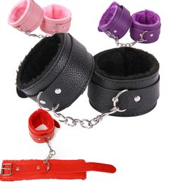 Adjustable Leather Plush Handcuffs Kit sexyy Erotic Accessories BDSM Bondage Flirting sexy Toys for Adults Couples Slave Games