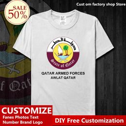 Qatar Army Cotton T shirt Custom Jersey Fans DIY Name Number Tshirt High Street Fashion Hip Hop Loose Casual T shirt 220614