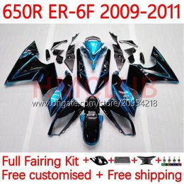 Fairings Kit For KAWASAKI NINJA 650R ER 6 F 650 650 R Body ER6 F ER6F 09 10 11 Bodywork 17No.18 ER-6 F ER 6F 650-R 09-11 Cowling ER-6F 2009 2010 2011 OEM Fairing blue black